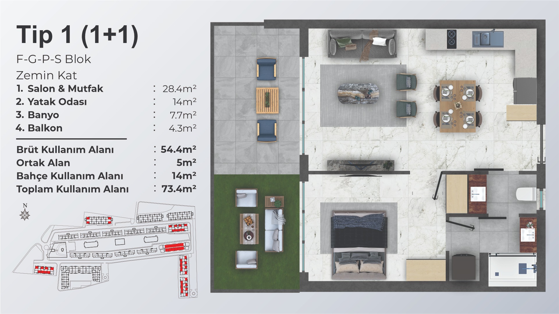 1 Bedroom (1+1) - frontend.project_detail.floor_plan