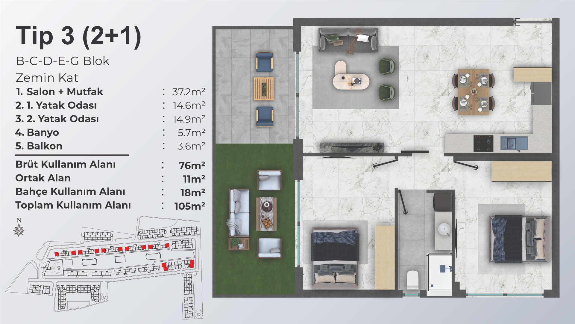 2 Bedroom (2+1) - frontend.project_detail.floor_plan