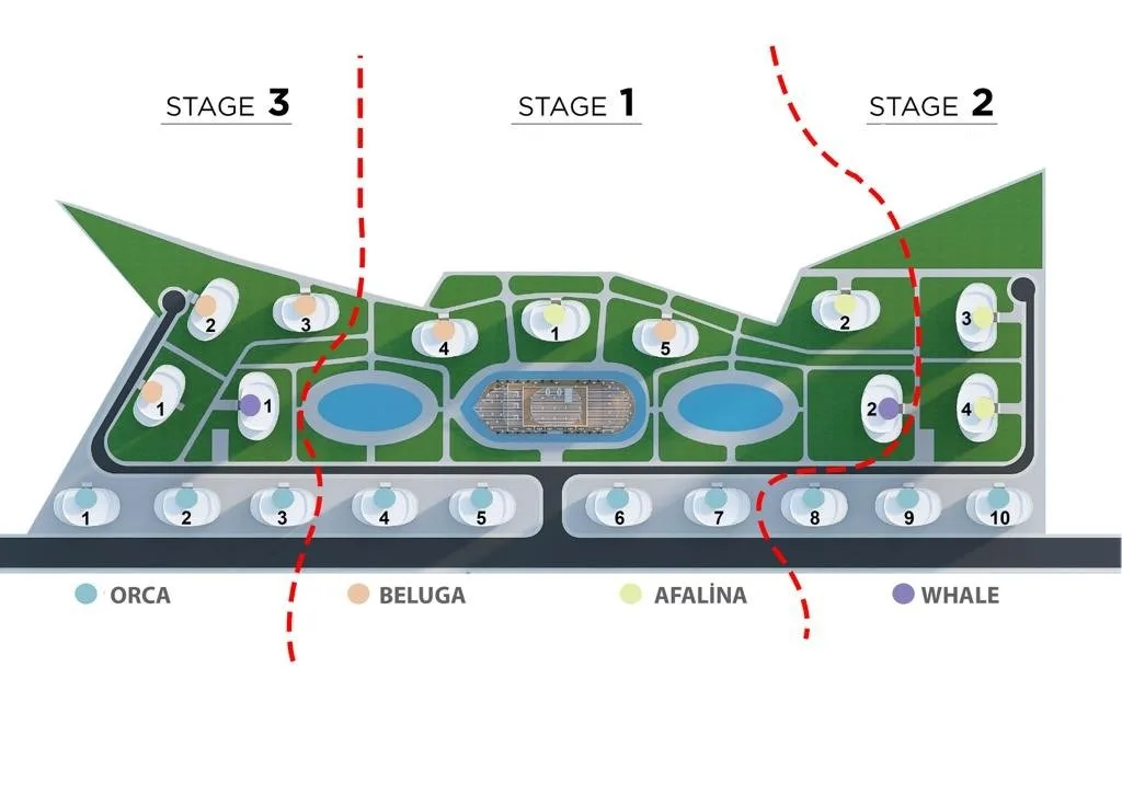 Ocean Life Residence 3 etap Orca Beluga Afalina Whale vaziyet planı