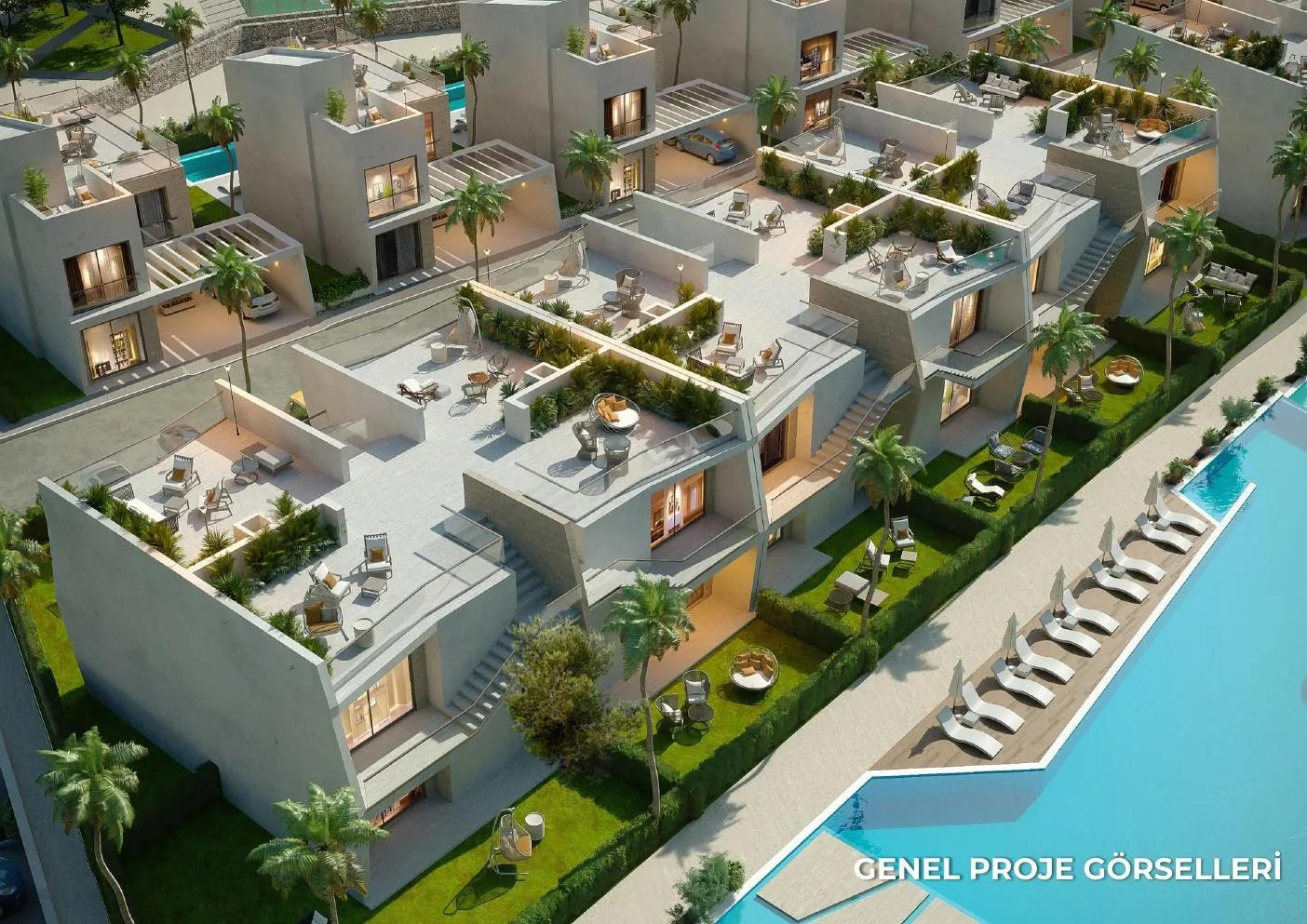 Dolce Mare Resort teraslı konutların genel görünümü