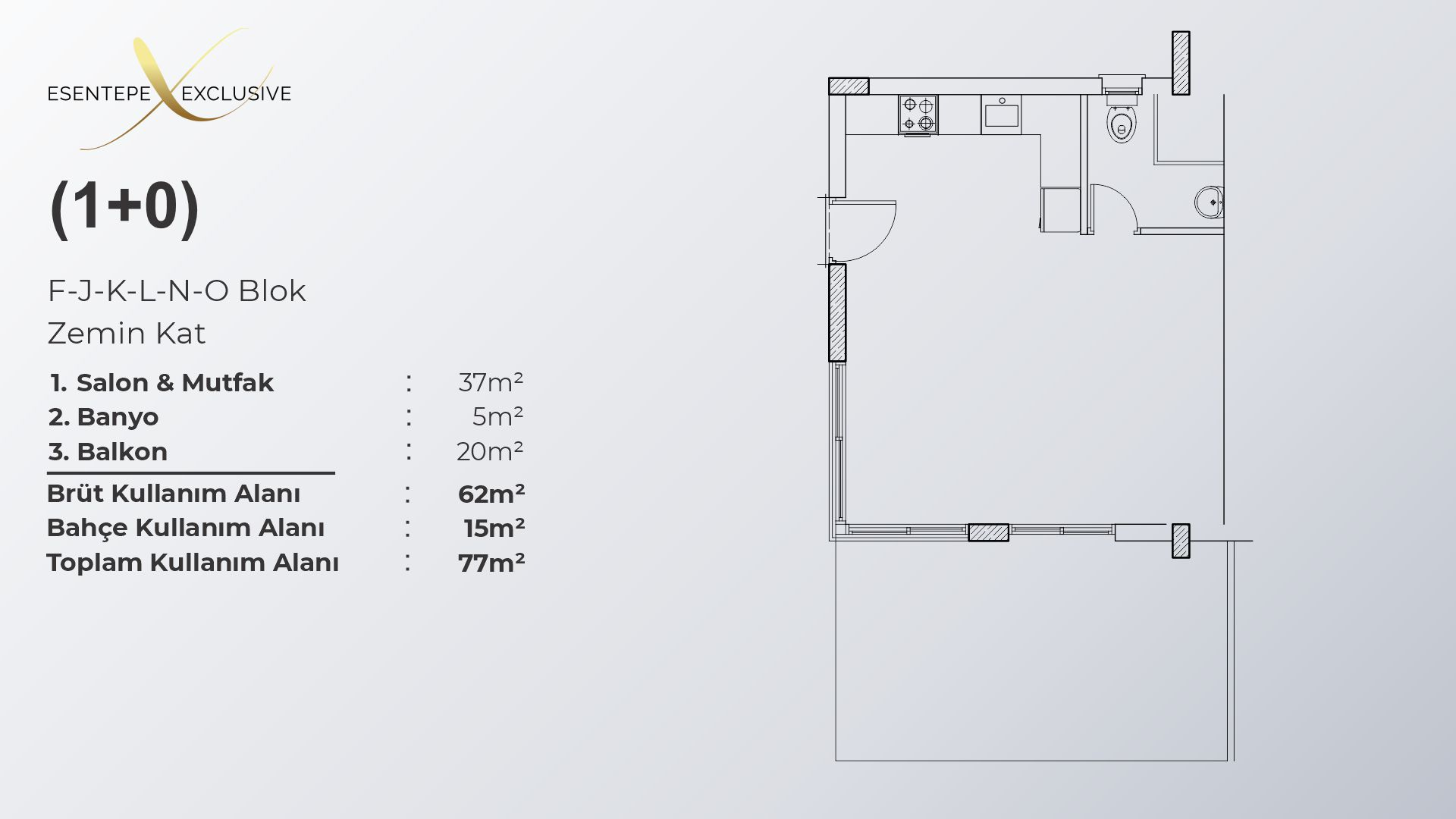 Esentepe Exclusive 1+0 Ground-Floor Garden Studio - frontend.project_detail.floor_plan