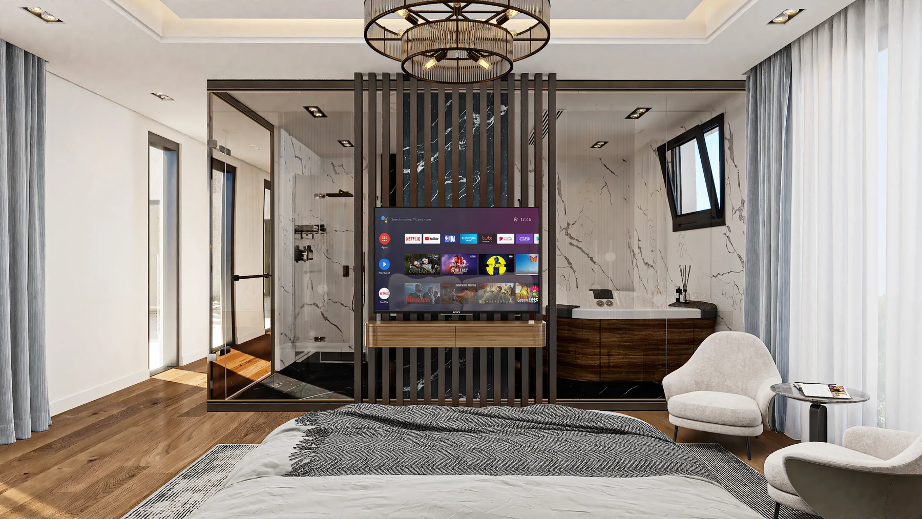 Hançer Prestige Villaları 2 ebeveyn yatak odası renderı