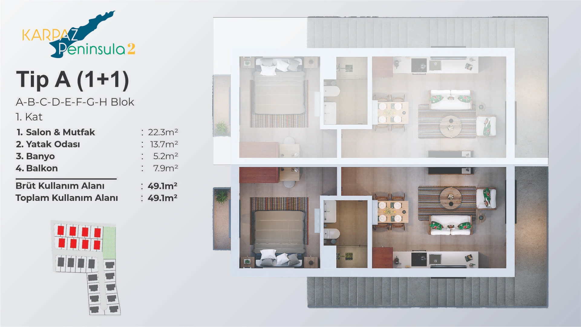 1 Bedroom Type A – A-H First Floor - frontend.project_detail.floor_plan