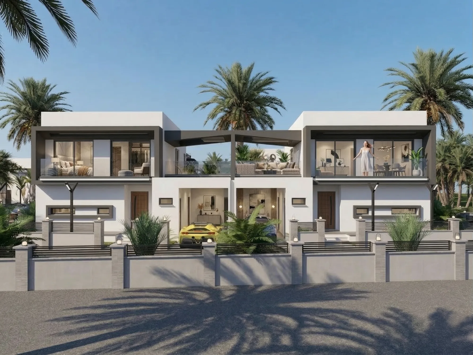 Palmora Cyprus – dış cephe ve ortak alan renderı