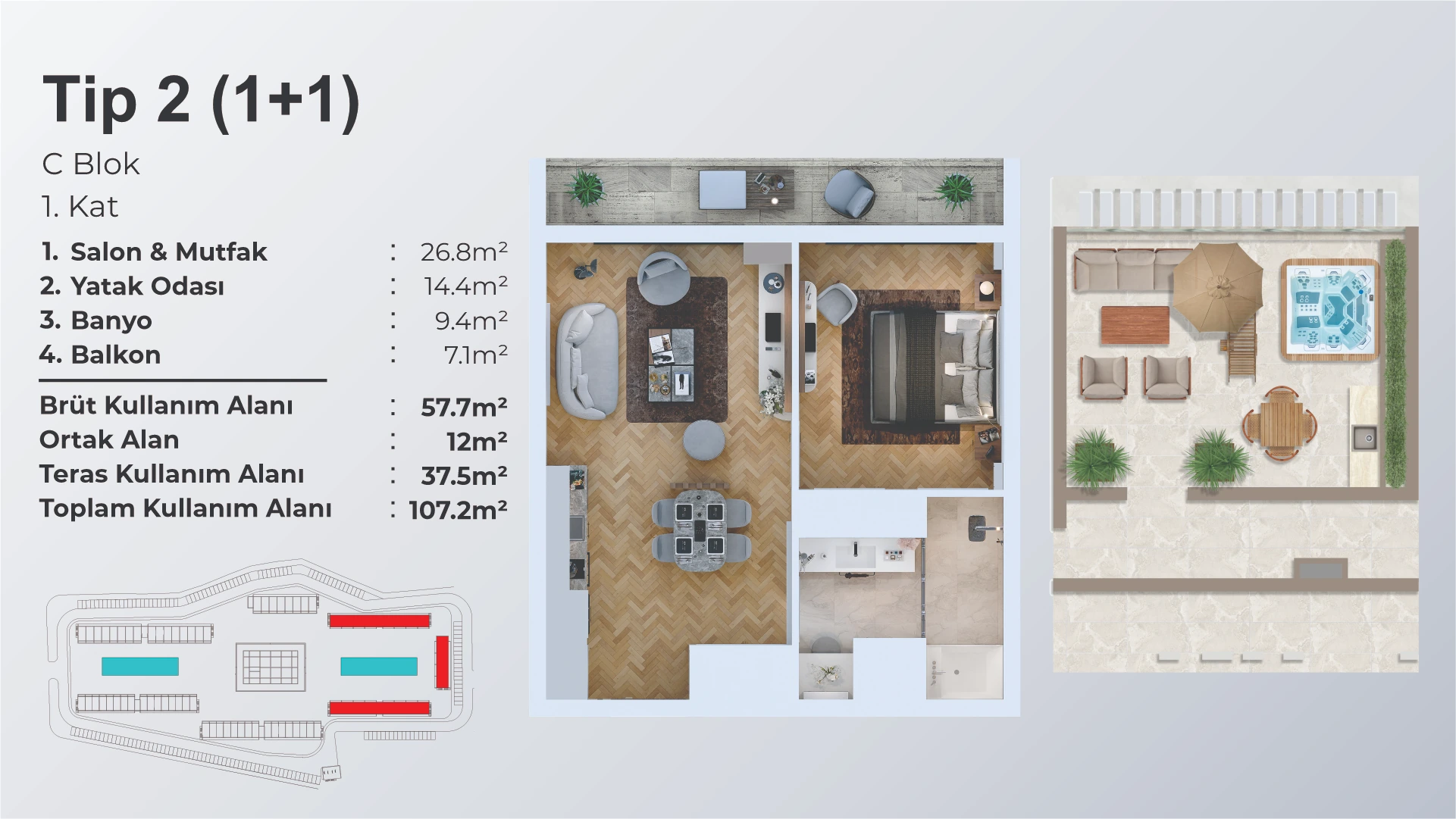 1 Bedroom Type 2 – C Terrace - frontend.project_detail.floor_plan