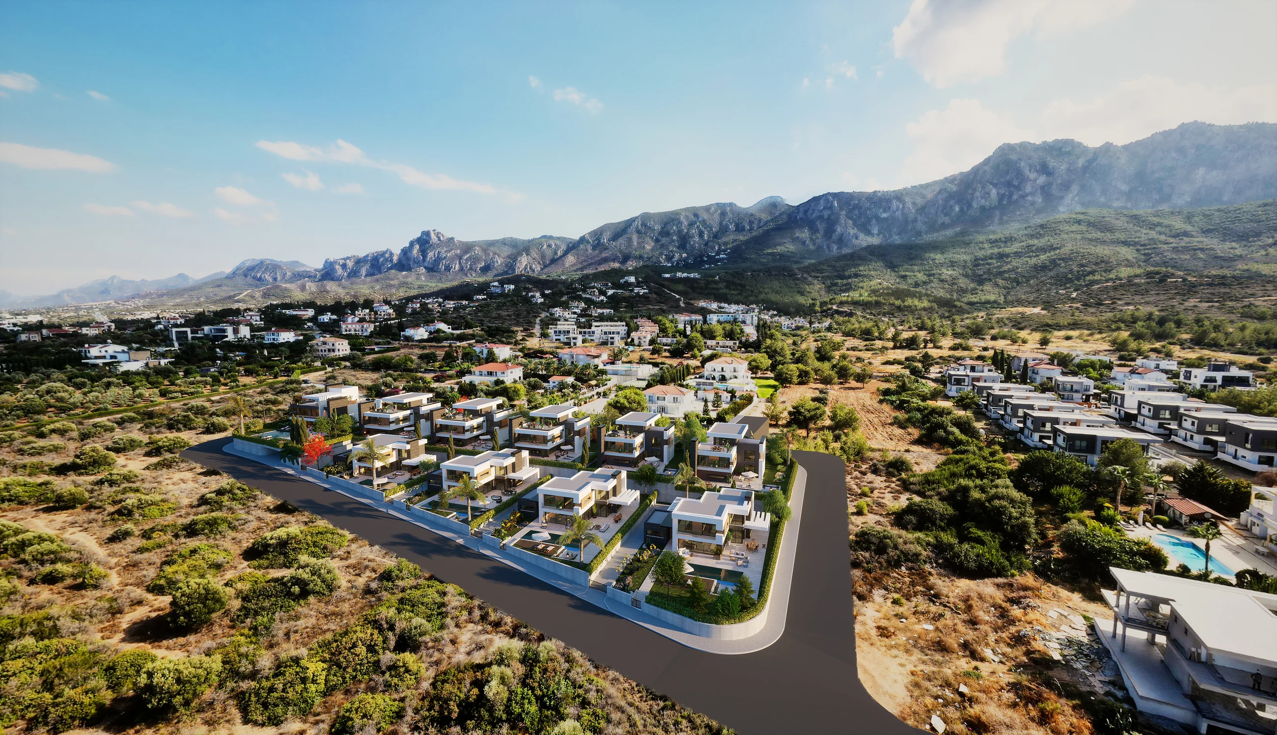 Tilia Luxury Villas villa yerleşimi havadan görünüm